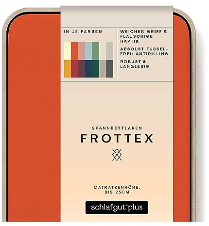 schlafgut Frottex Spannbettlaken 140x200cm bis 160x200cm – Red Mid - 75% Baumwolle, 25% Polyester, Oeko-TEX Zertifiziert - Matratzenhöhe bis 25 cm
