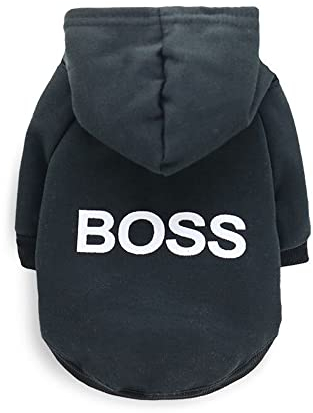 LtuzPet Hund Hoodie Boss Druck Hund Pullover Weiche Fleece Haustier Kleidung Warme Hund Jacke Mantel