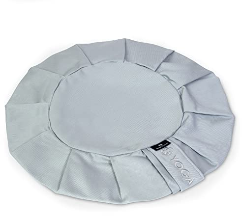 Yoga Studio Coussin de méditation rond Zafu de rechange en coton biologique avec housse amovible et poignée de transport Gris clair