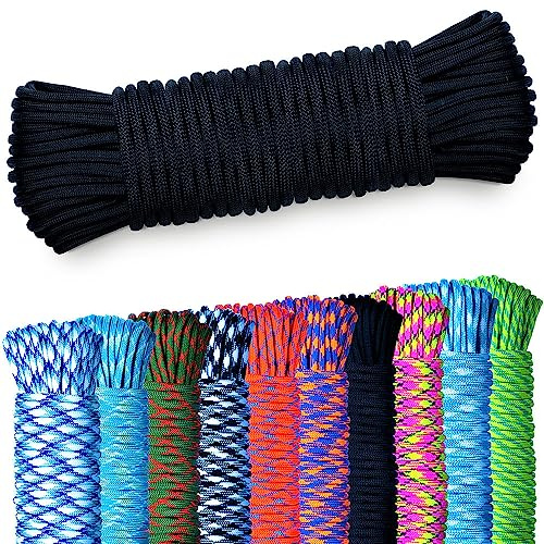 AMZoutdoor® 5,10 eller 15 m paracord 550 lina | 7 kärntrådar | utomhusutrustning | utomhus camping | paracordsnören för hundhalsband | hundkoppel (svart, 15 meter)