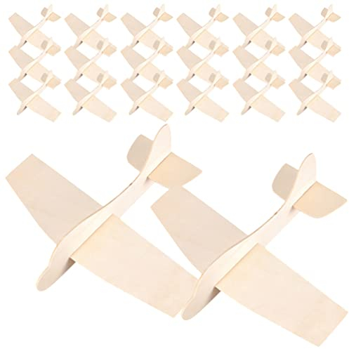 Kisangel 20Pcs Blank Wooden Aircraft Craft Kit: 7.28in Children DIY Painting Model - Kids Art Craft Supplies for Classroom Party Family Creative Play