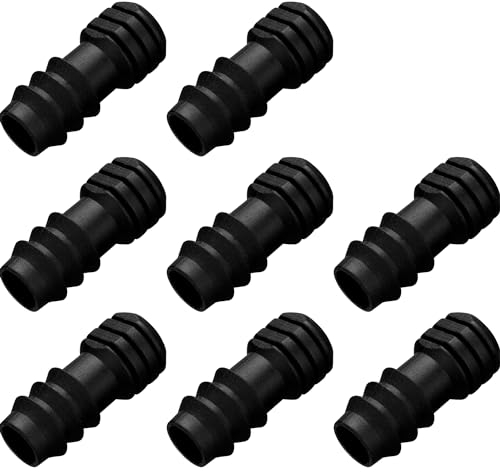 Maitys 8 Pieces 1/2 Inch (16mm) Garden Barbed Connector Hose Connectors Hose End Stop Plastic Drip Irrigation Hose Connector, Black (Bung)