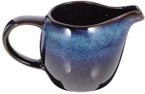 Warmhm Ceramic Creamer Pitcher Small Porcelain Milk Jug Mini Ceramic Creamer with Handle Mini Jug for Milk Coffee Cream Jug Gravy Boat for Home Kitchen Office Coffee Bar (4.32X2.67X2.12 Inch)