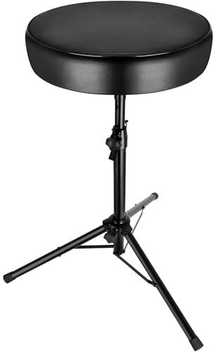 MusicalStore2005 Sgabello Regolabile per Batteristi e Tastieristi - Seduta Imbottita, Altezza Regolabile 600-890 mm, Carico Max 100 Kg