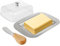 Scatola per Burro - in Acciaio Inossidabile - Burriera con Coperchio, Manico e Spatola - Ideale come Porta Burro - per Formaggio, Torte, Dolci e Piccoli Frutti
