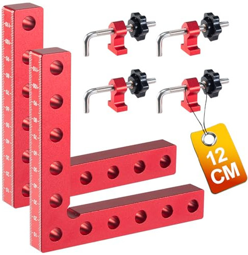 Cuadrados de Posicionamiento de 90 Grados, 2 piezas 12 cm/4,72 Pulgadas Abrazaderas de Aleación de Aluminio de Ángulo Recto, Ángulo de Medición Abrazadera, Herramientas de Carpintería