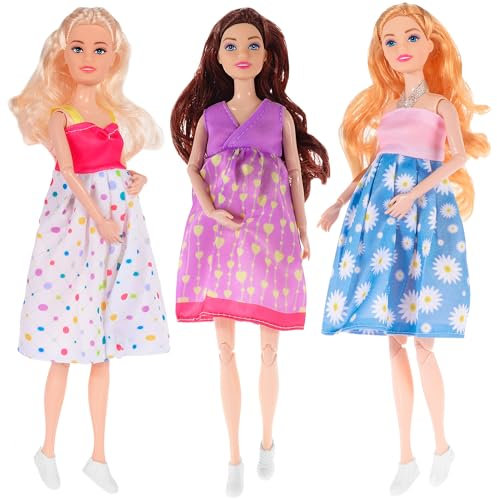 Dollbie Total 19pcs Swimming Pool Accessories Playset Include: 10pcs Diving Mermaid Princess Dolls, One Shell and 8pcs Diamonds Kids Pool Toys, Party Supplies & Water Toys for Kids (Gift Box Package)