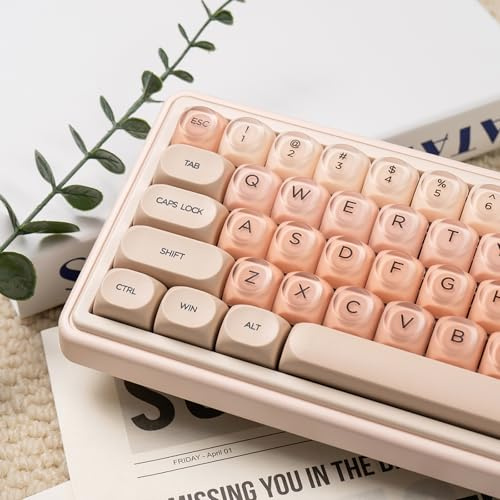 132 Keys PBT Keycaps MOA Profile Jelly Keycaps Set Compatible with 61/64/87/104/108 Cherry Mx Switches Mechanical Keyboards