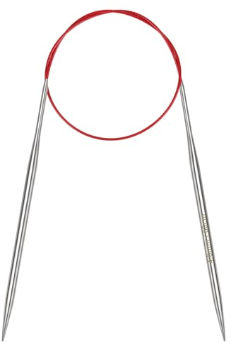 Coopay Agujas de tejer circulares de 4,0 mm, agujas de tejer circulares de 60 cm de acero inoxidable con cable flexible, aguja circular metálica fija para tejer con lana gruesa y fina, calcetines