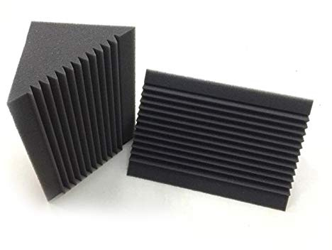 Steowsey 6 Piezas Espuma Acústica Trampa para Bajo de Carbón/Negro Absorción de Sonido Pared de Esquina Insonorizada de Estudio 12 X 12 X 24 Cm