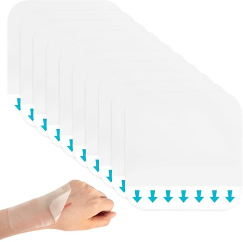 10 Stück Hydrokolloid Wundauflagen 5 x 5 cm, Extra Dünn Hydrokolloid Pflaster Große Wasserdichte Wundpflaster für Schnitte, Schürfwunden, Druckstellen, Blasen, Akne und venöse Beingeschwüre