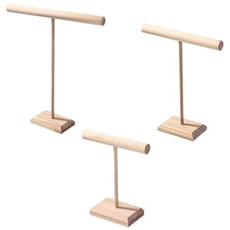 ZLKRHAK 1 Set Mit 3 T-förmigen Schmuckständern Aus Holz. Schmuckaufbewahrungsregal. Schmuckständer Geeignet Für Uhren, Armbänder, Halsketten.