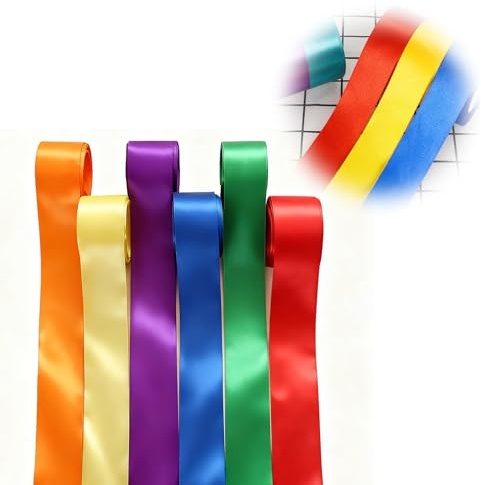 Cinta de satén de 60 m, de 50 mm de ancho, cinta de seda multicolor, cinta de regalo ancha, para manualidades, cinta de tela grande, cintas de tela de raso multicolor para costura, bodas, regalos