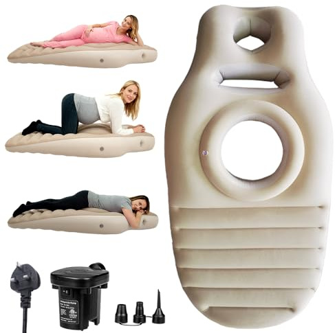 NAVESO Inflatable Pregnancy Pillow, Maternity Pillow Mattress with Hole, Pregnancy pillows for Sleeping with Inflator Pump, Comfortable Full Body Maternity Airbed Pregnant Yoga Mat