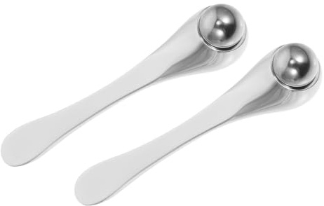 GANAZONO Massaggiatore 2 Pezzi in Lega di Zinco e Acciaio Inossidabile Stick Funzione Rassodante e Aumento Elasticità Pelle Occhi per Crema Contorno Occhi per Casa e Viaggio