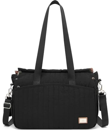 Miss Lulu Borsa Fasciatoio Neonato per Passeggino, Impermeabile Multifunzionale con Ganci per Passeggino, Borsa Cambio Mamma, Adatta per Parto/Ospedale/Viaggi/Shopping, Grande Capacità (Nero)