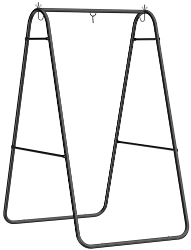 Soporte para silla hamaca Outsunny, soporte para silla colgante con estructura en forma de A, estructura de acero resistente para hamaca individual y columpio tipo huevo para interior y exterior,