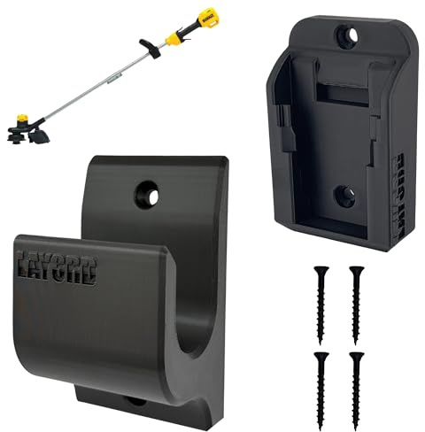 Wall Mount for Dewalt 20v/60v String Trimmer and Battery | Compatible with All Dewalt Trimmer Models | Heavy-Duty Black Wall Mounting Bracket Holder Storage Hook with Hardware Included
