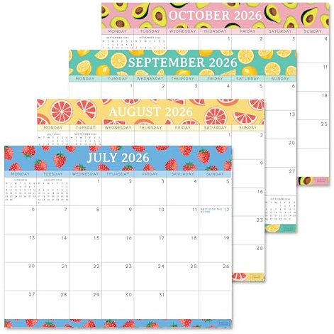 S&O Fresh Fruity Magnetic Fridge Calendar from July 2026-December 2027-Tear-Off Refrigerator Calendar to Track Events & Appointments -18 Month Magnetic Planner for Fridge for Easy Planning-8x10 in.