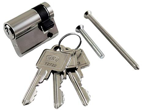 BKS Profilzylinder PZ 8900 Halbzylinder Baulänge: 75mm (75/10 Gesamtlänge 85mm) 8-fach verstellbarer Schließbart Nickel-plated Vernickelt Hell