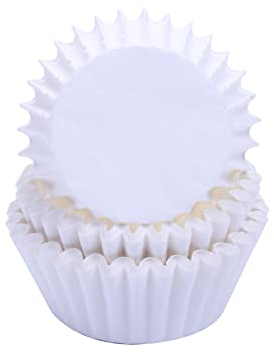 Miss Bakery's House® Mini moldes para magdalenas - papel - estándar - Ø 32 mm x 20 mm - blanco - 200 piezas - pastelería - confitería - para pastelitos y chocolates - tartaletas