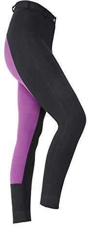Shires Maids Two Tone Childrens Jodhpurs - Black/Purple: 7-8