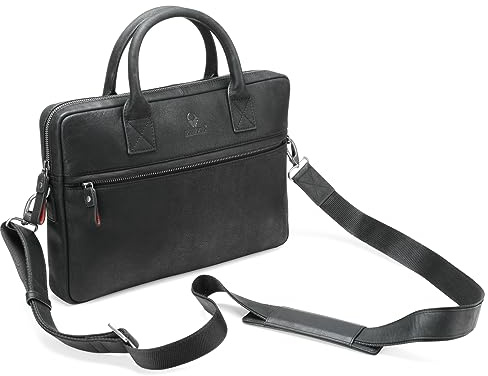 DONBOLSO Borsa Marsiglia da 13,3 Pollici in Vera Pelle - Ideale per Laptop, Ufficio, Scuola - Borsa Messenger a Tracolla in Pelle, Cartella - Borsa da Donna e da Uomo