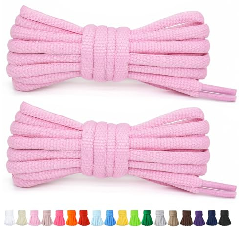 Stepace 2 Paires Lacets Ovales pour Baskets, Lacets Chaussures Arrondis | Diamètre 6 mm, Lacets Remplacement pour Chaussure de Sport, Chaussures de Course, 18 Couleurs, Longueur 60 cm-200 cm