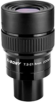 SVBONY Oculare zoom SV191, zoom da 7,2 a 21,6 mm, design parfocale, oculare telescopio FMC da 1,25, FOV 42°-65°, 7 elementi, 4 gruppi, accessori per telescopi astronomici e telescopi visivi e