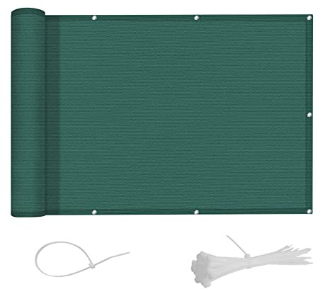 AXT SHADE Pantalla Privacidad Balcón 90x500cm HDPE Ocultacion Balcon Protección Viento y Los Rayos UV con Ataduras de Cables para Exterior Terraza-Verde