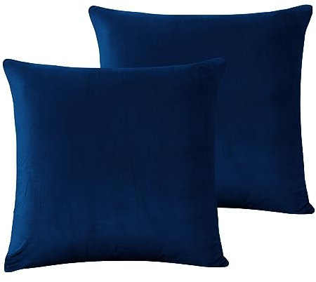 Damier Plüsch Kissenbezug 80x80cm Winter Flauschig Cashmere Touch Kissenhülle Blau Dunkelblau Flanell Biber Plüschkissen 2er Set Kopfkissenbezug mit Reißverschluss