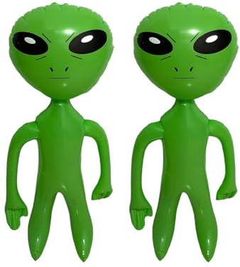 Packung mit 2 aufblasbaren Aliens, 64 cm, Grün
