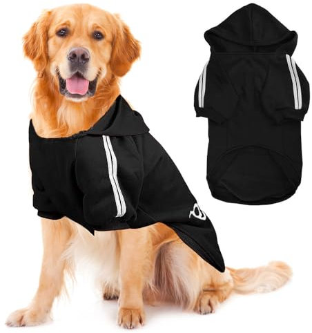Voarge - Abrigo con capucha cálido para perro, ropa de invierno con botones para perros grandes, suéter de gran tamaño (negro, 9XL)