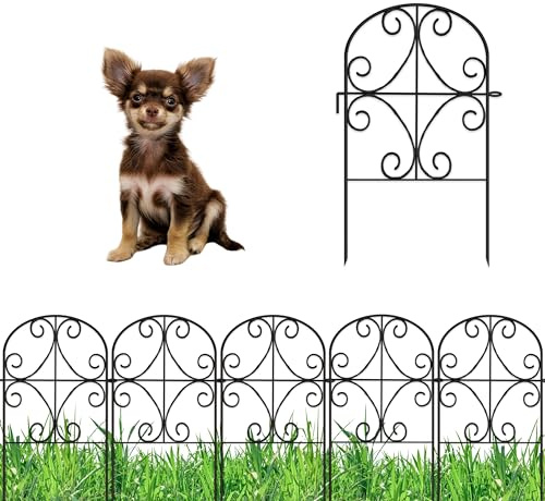 ShopLaLa Garden Fence Border Animal Barrier (10 Panels) 12in(L) x 24in(H) Metal Wire Fence Butterfly Arch Panel Outdoor Fencing Rustproof for Lawn Landscape Decor Small Dog Fences for the Yard Patio