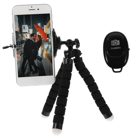 HOMSFOU Soporte Triangular para Teléfono y Cámara Portátil, Trípode Pequeño De Espuma Negro para Fotografía, Usuario, Diseño Compacto, Uso Mesas y Superficies Planas, Ligero y Portátil