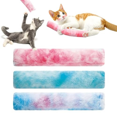 QHSXMQ 3 Stück Katzenspielzeug Katzenminze, Katzenminze Spielzeug für Katzen, Katzenkissen Baldrian Kissen für Katzen, Catnip Plüsch Schmusekissen, Weiches Flauschiges Katzenminze Kissen, 37 * 6CM