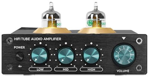 Fuhjythy Preamplificatore Audio A Valvole HiFi 6K4, Amplificatore A Vuoto Buffer Regolabile, Preamplificatore A Valvole Audio Stereo, Ricevitore EU Plug