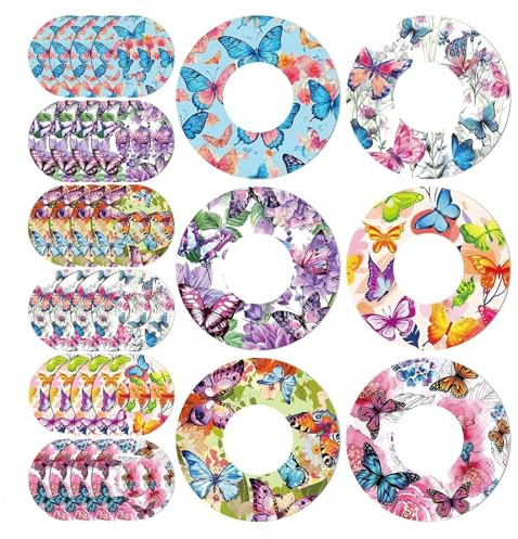 24 PCS Sensor Covers for Libre 2 – Waterproof & Sweatproof Sensor Patches for Glucose Monitor, Adhesive Sensor Stickers for Libre, Freestyle Butterfly Print