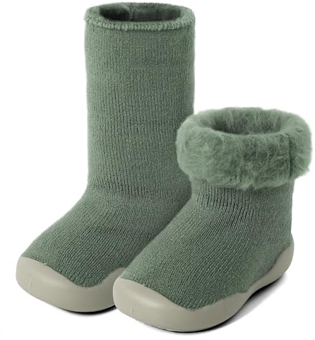 MK MATT KEELY Zapatos Calcetines Invierno Bebé Calzado Barefoot Antideslizantes Niño Niña Zapatos Cálido Primeros Pasos Bebé,Verde,12-18 Meses