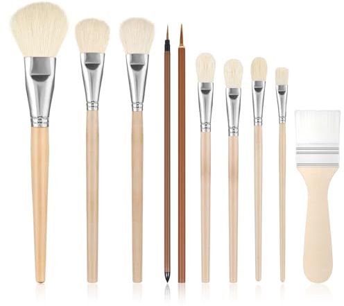 Shimmeroo 10Pcs Pottery Glaze Brushes,Paint Brushes for Acrylic Painting Paintbrush Set Oil Painting Brush for Watercolor Oil Pottery