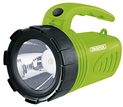 Draper 66012 3W LED Rechargeable Spotlight Torch Green Camping Garage Home