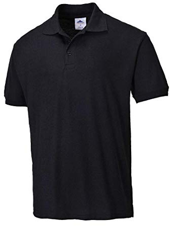 Portwest B210 Naples Polo Shirt Short Sleeve Pique Knit Polycotton Uniform Workwear Breathable Rib Collar UV Protection Twin Stitch Durable Wear, Black, 5XL