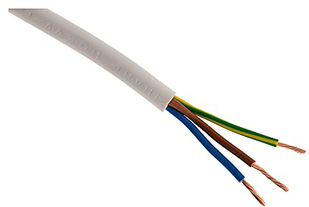 Zenitech Câble d'alimentation électrique H05VV-F 3G1,5mm² Blanc - 5m