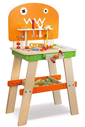 Eichhorn Große Werkbank, inklusive Zubehör, 40 teilig, Größe 31x55x92cm, Geeignet für Kinder ab 3 Jahren.