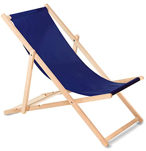 Green Blue Liegestuhl Sonnenliege Klappbar aus Buchholz ohne Armlehne Sonnenliege Gartenliege Liege (Marineblau)