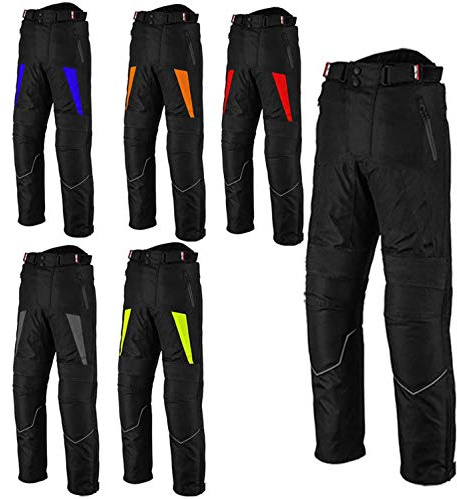 PROFIRST Motorbike Trouser Men’s - Motorcycle Waterproof Cordura Textile Trousers Pants Armors for Men's Boys (Red, S-30 Waist)