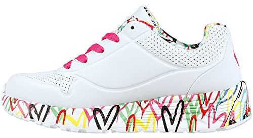 Skechers Mädchen Uno Lite Lovely Luv Sneaker, White Synthetic H. Pink Trim, 33 EU