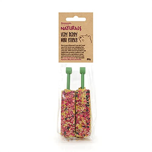 Rosewood Naturals Very Berry Mini Sticks, Small Animal Treats for Hamsters, Gerbils, Mice and Rats, 80g