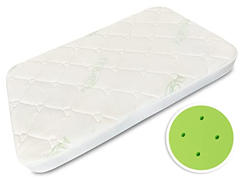 BADUM Babymatratze 83x50x7 cm Kinderbettmatratze Matratze kompatibel mit Chicco Next 2 Me Babybetten Beistellbetten Reisebett Aloe Vera Bezug Schaum mit Oeko-TEX Zertifikat
