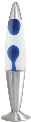 Trendi® 16 pulgadas de alto, base de aluminio, movimiento calmante, lámpara de lava para relajación, decoración de habitaciones, cable de 1,6 m (azul cera/transparente líquido)